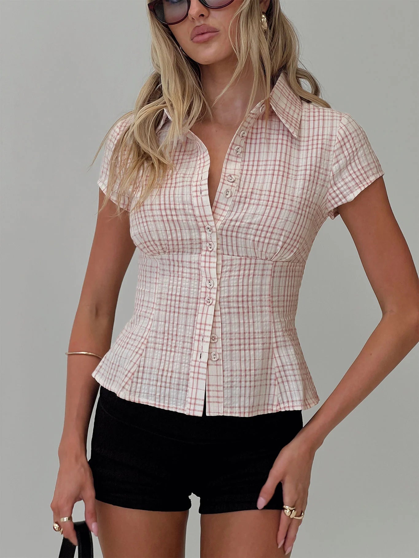 Samantha - Checkered blouse