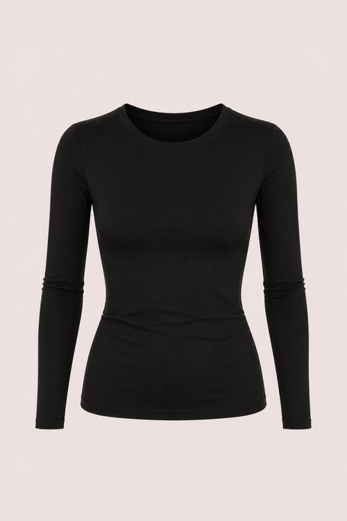 Basic langærmet top ★ sort