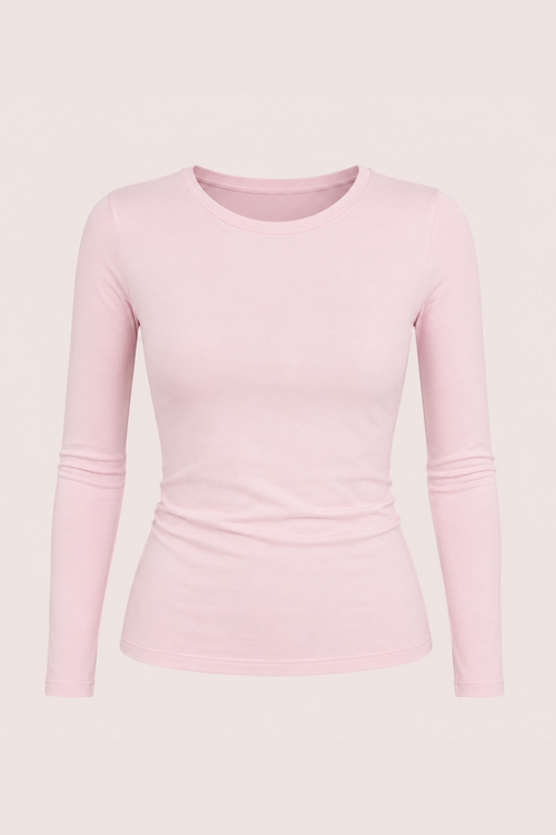 Basis langærmet top ★ baby pink