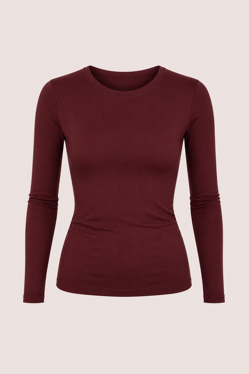 Basic langærmet top ★ bordeaux