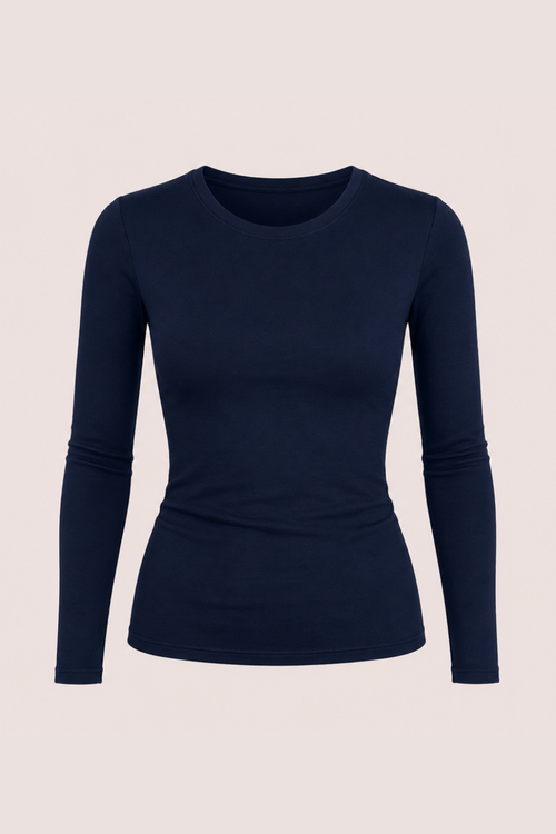 Basic langærmet top ★ navy