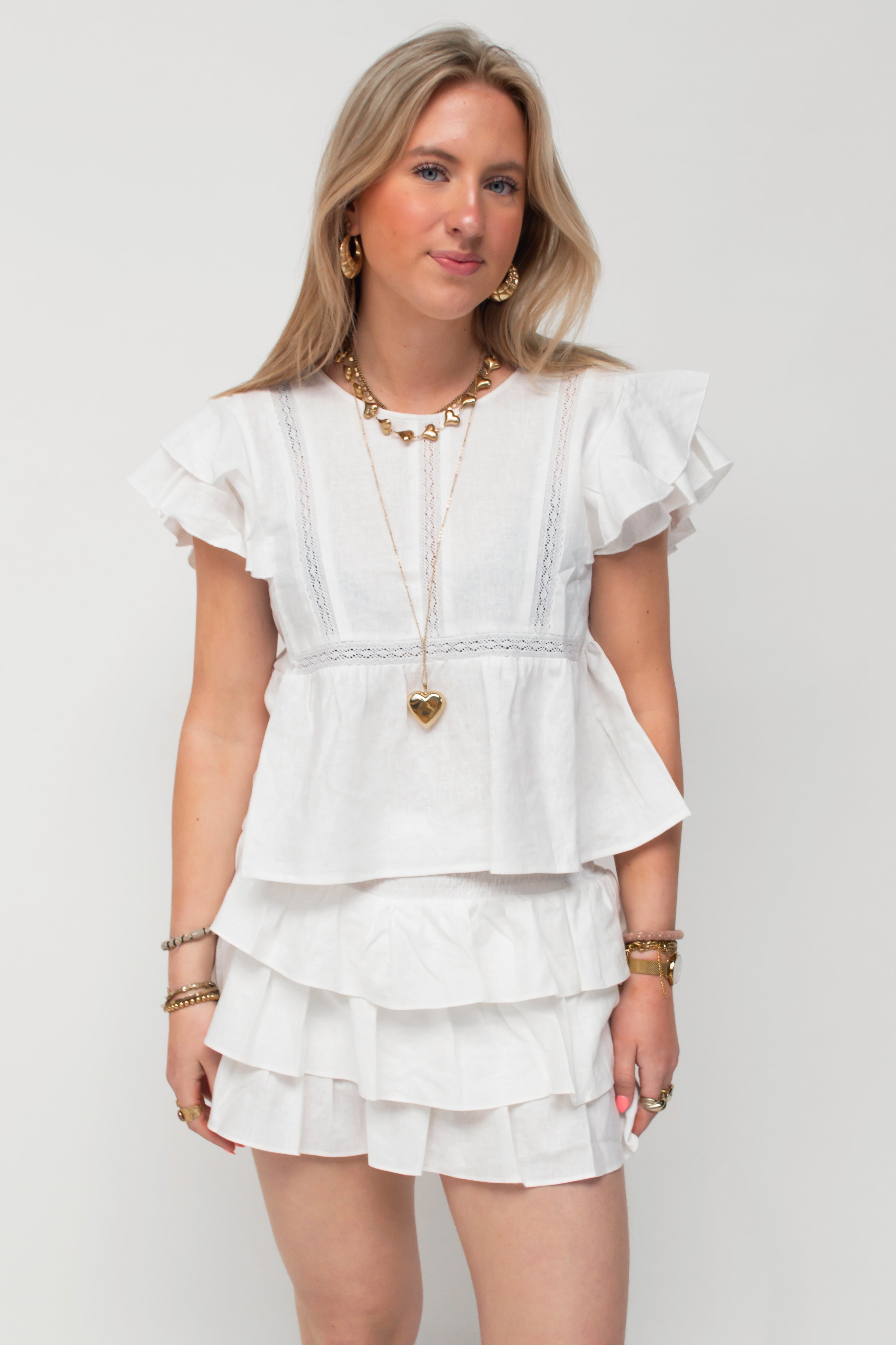 Linned nederdel ★ hvid