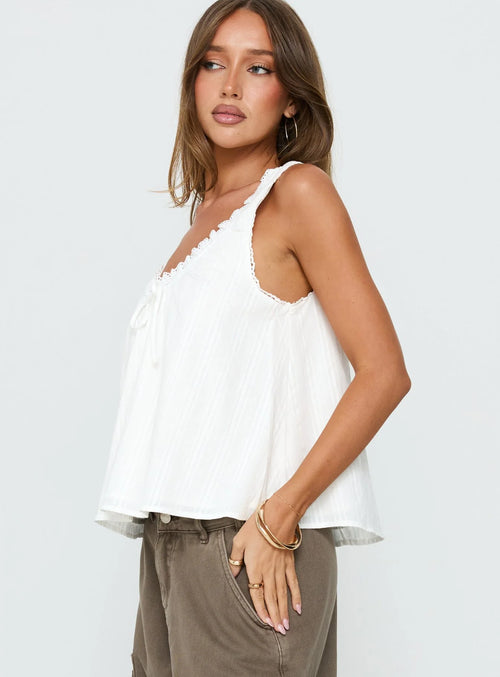 Andrea - Babydoll Top White
