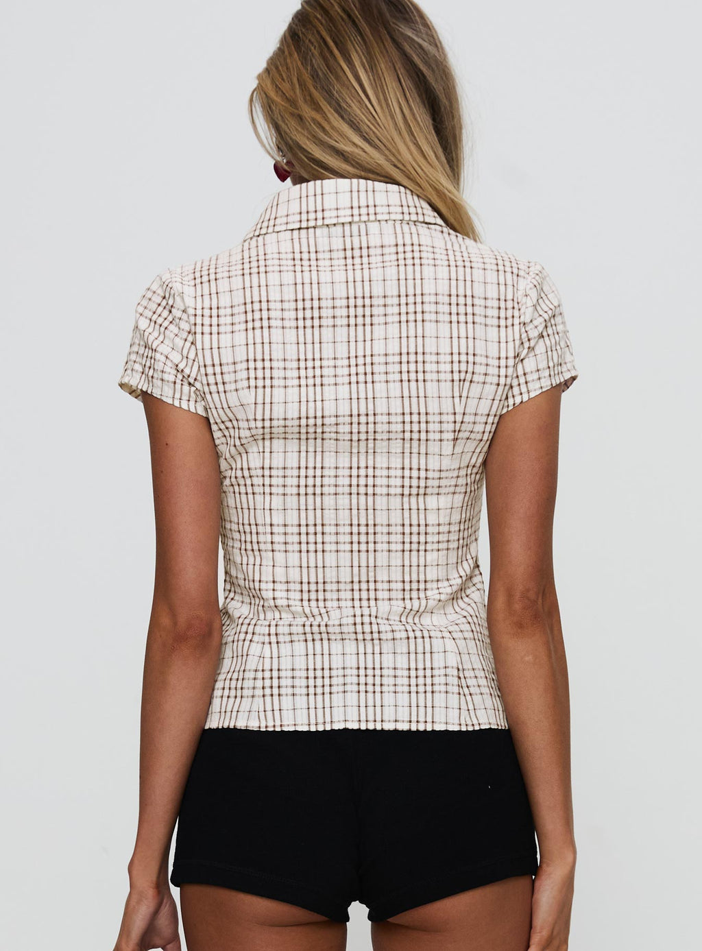 Princess Polly Cottesloe Blouse Top Bruin Geruit