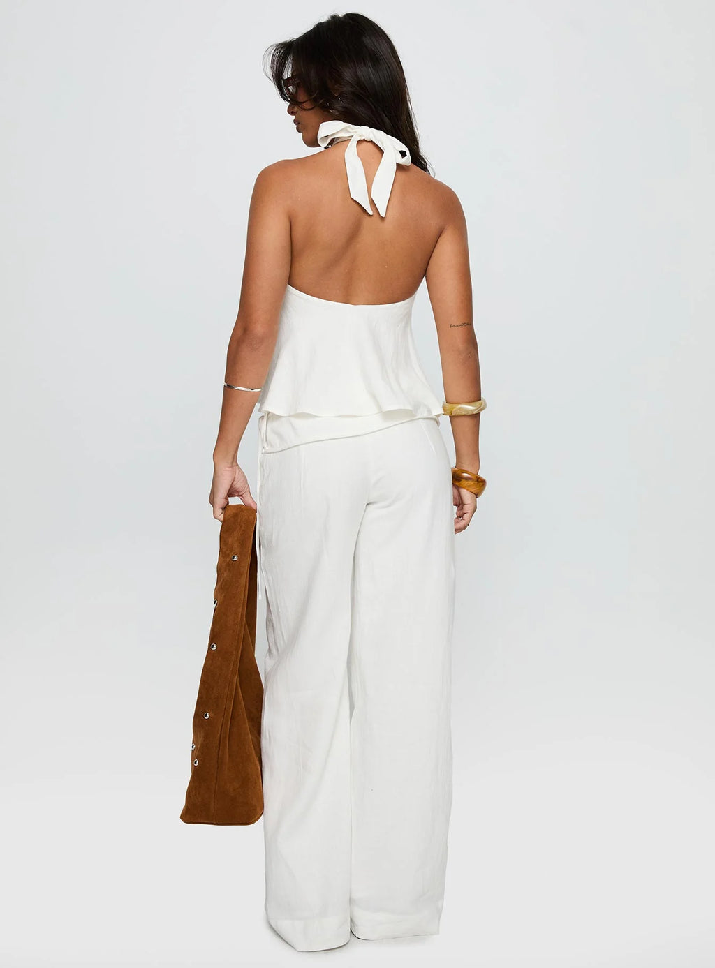 Olivia - Silver Moon Linen Tie Pants