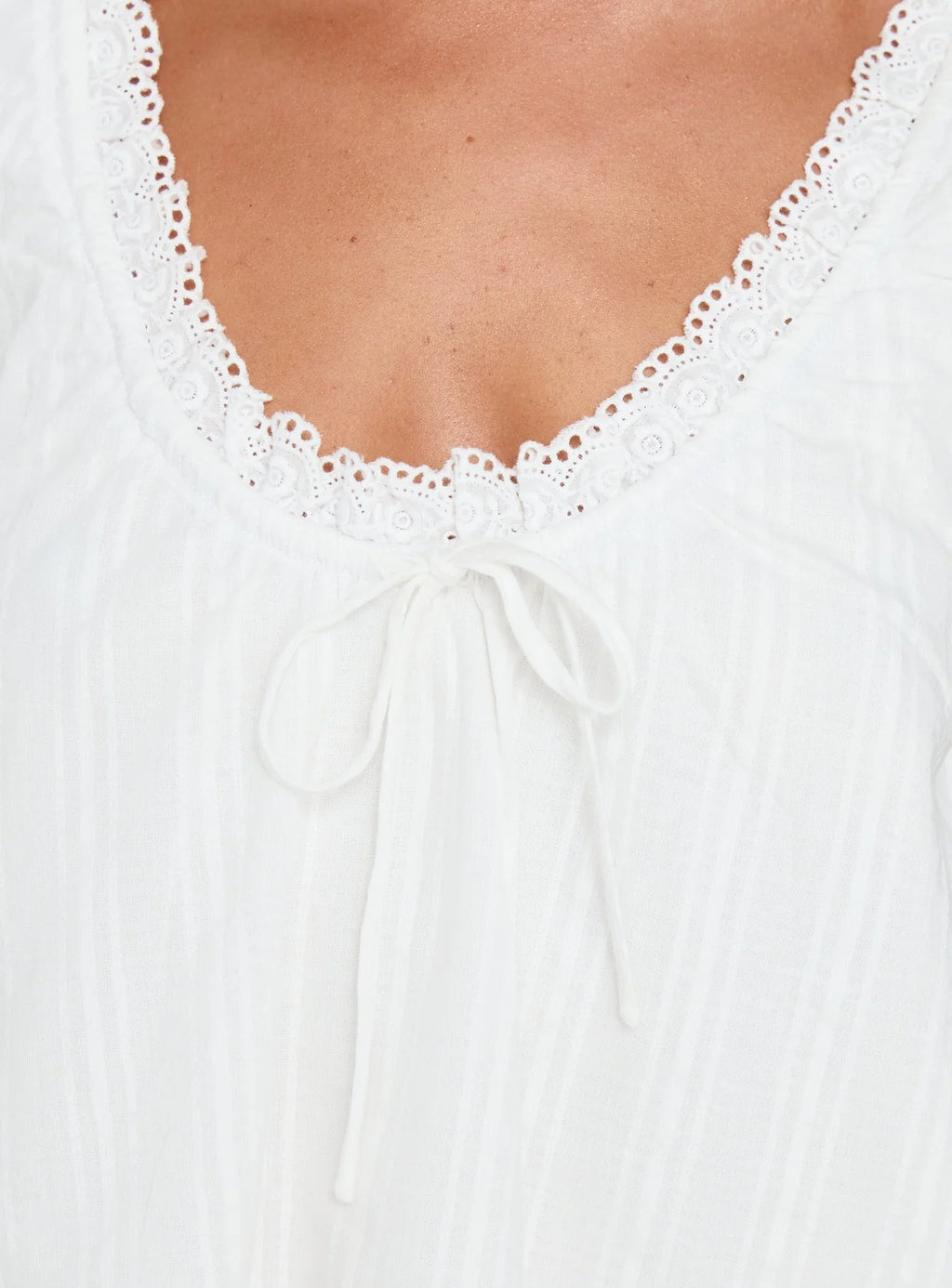 Andrea - Babydoll Top White