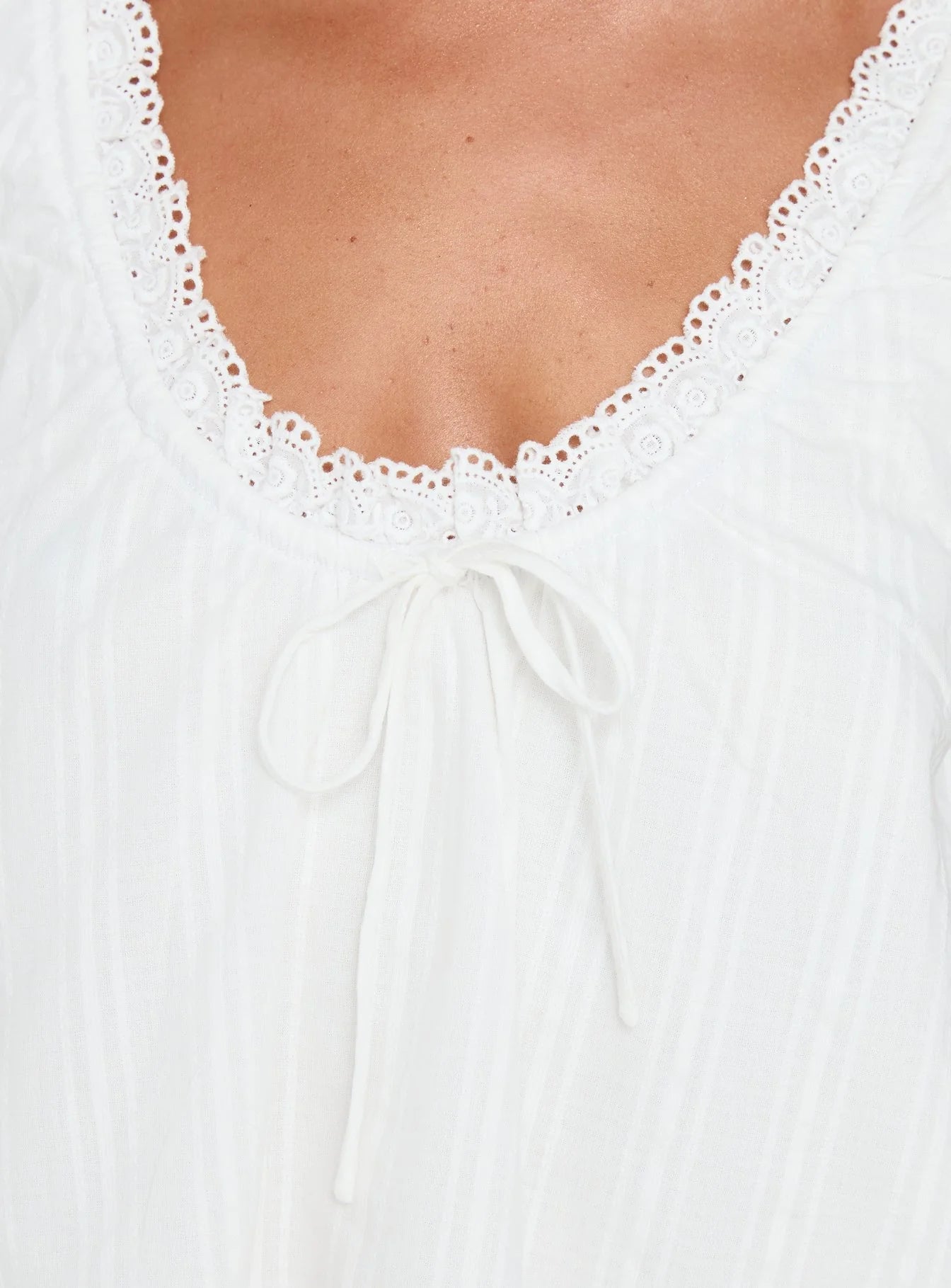 Andrea - Babydoll Top White