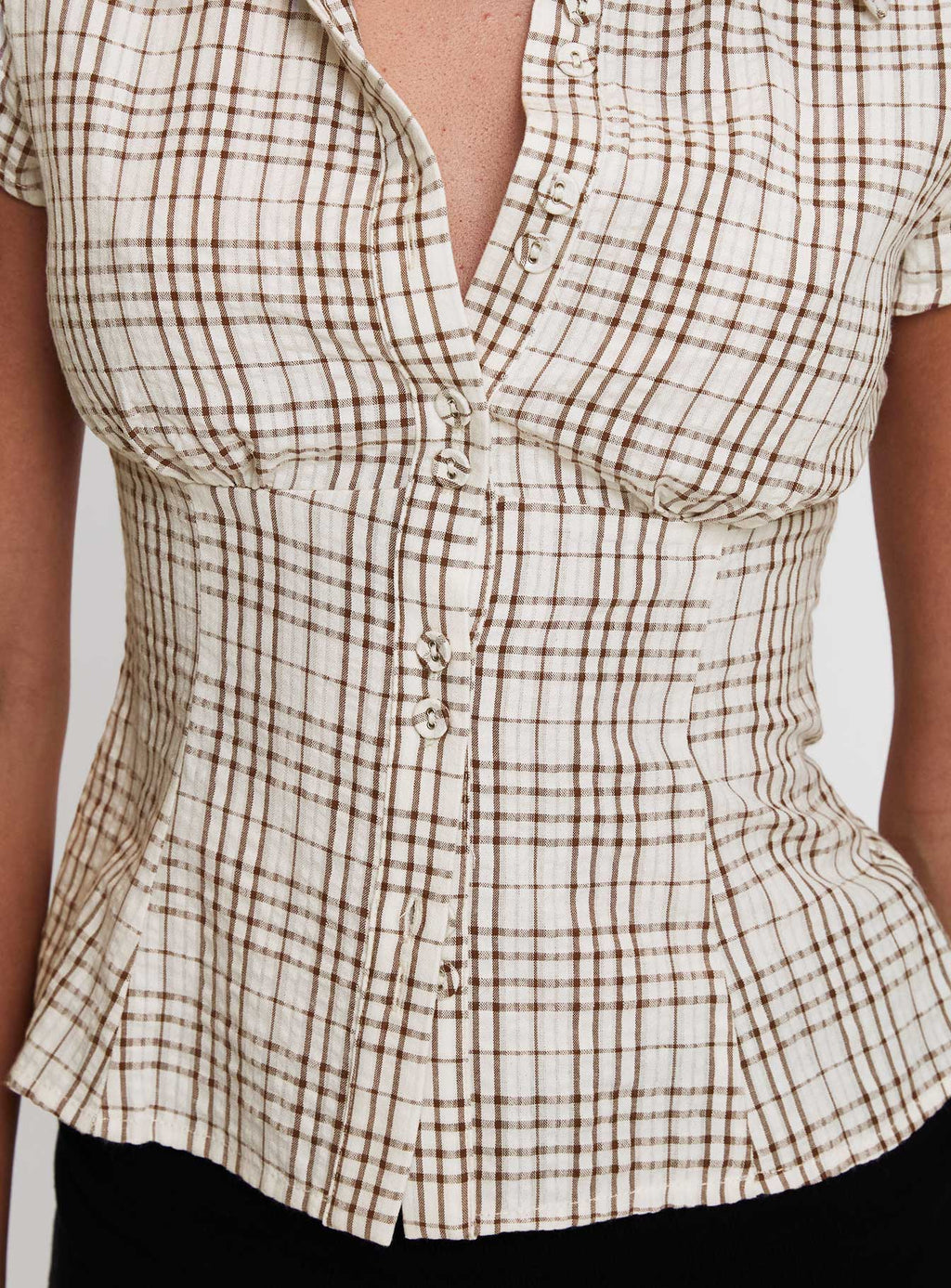 Princess Polly Cottesloe Blouse Top Bruin Geruit