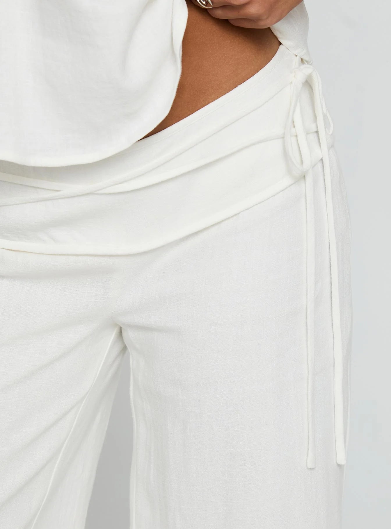 Olivia - Silver Moon Linen Tie Pants