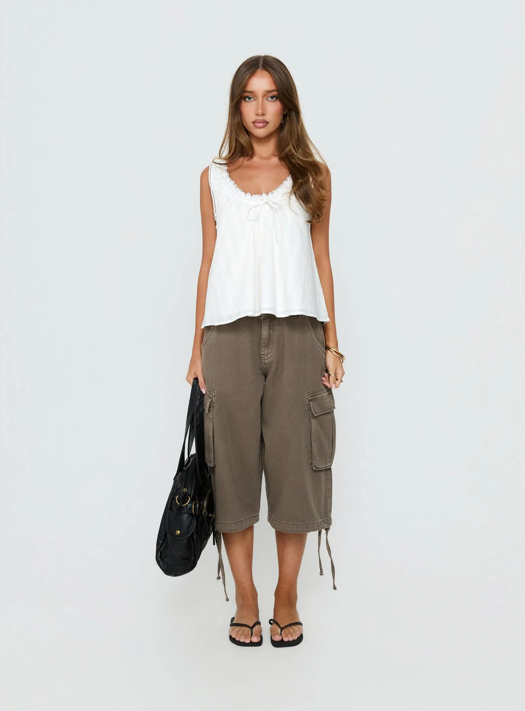 Andrea - Babydoll Top White