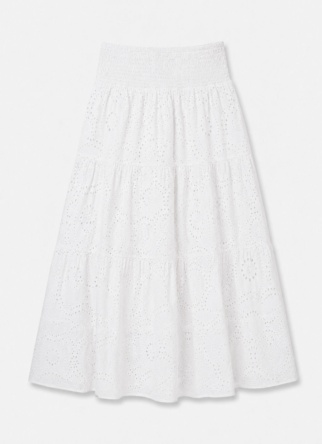 Lang broderet nederdel ★ hvid