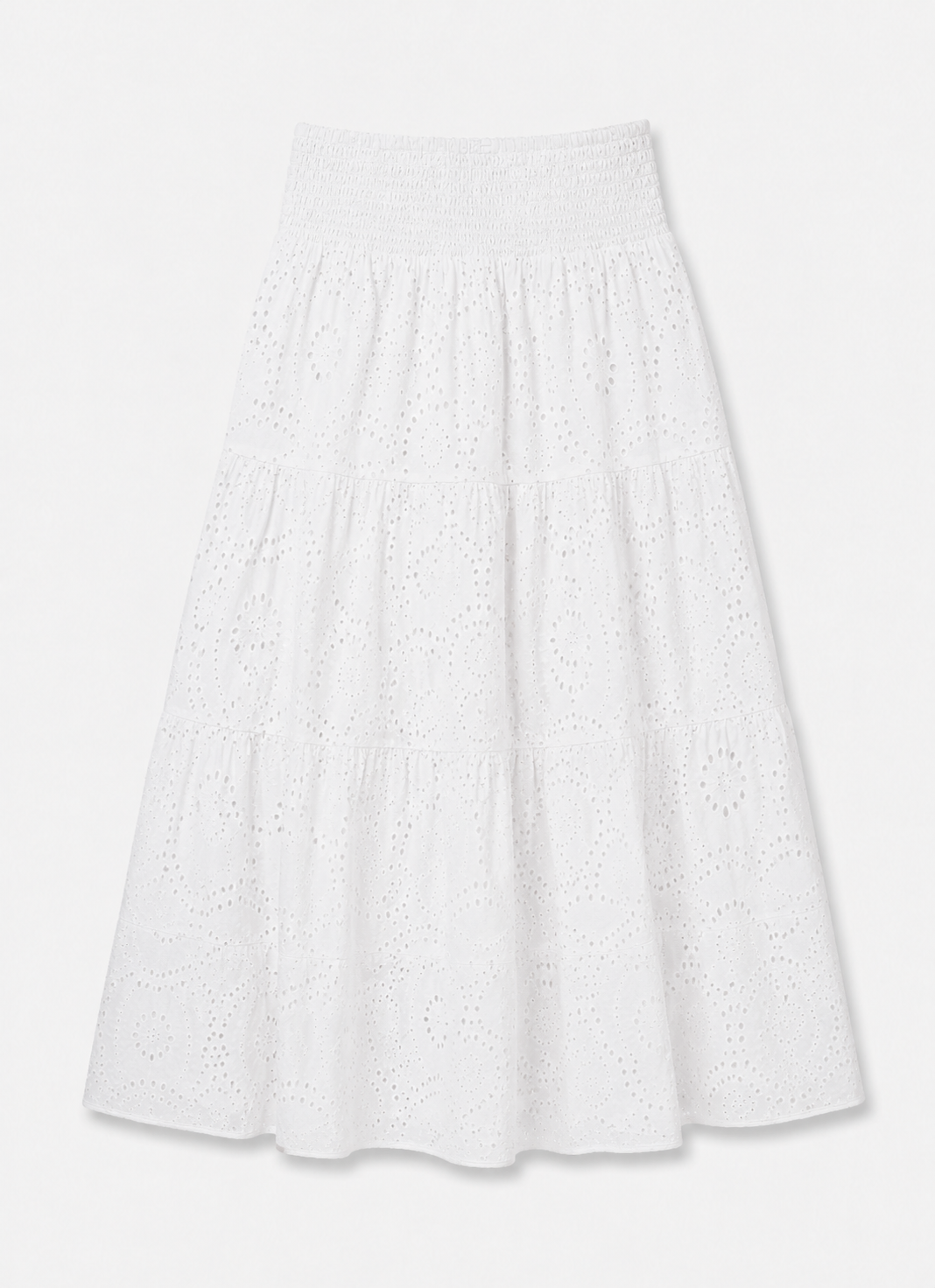 Lang broderet nederdel ★ hvid