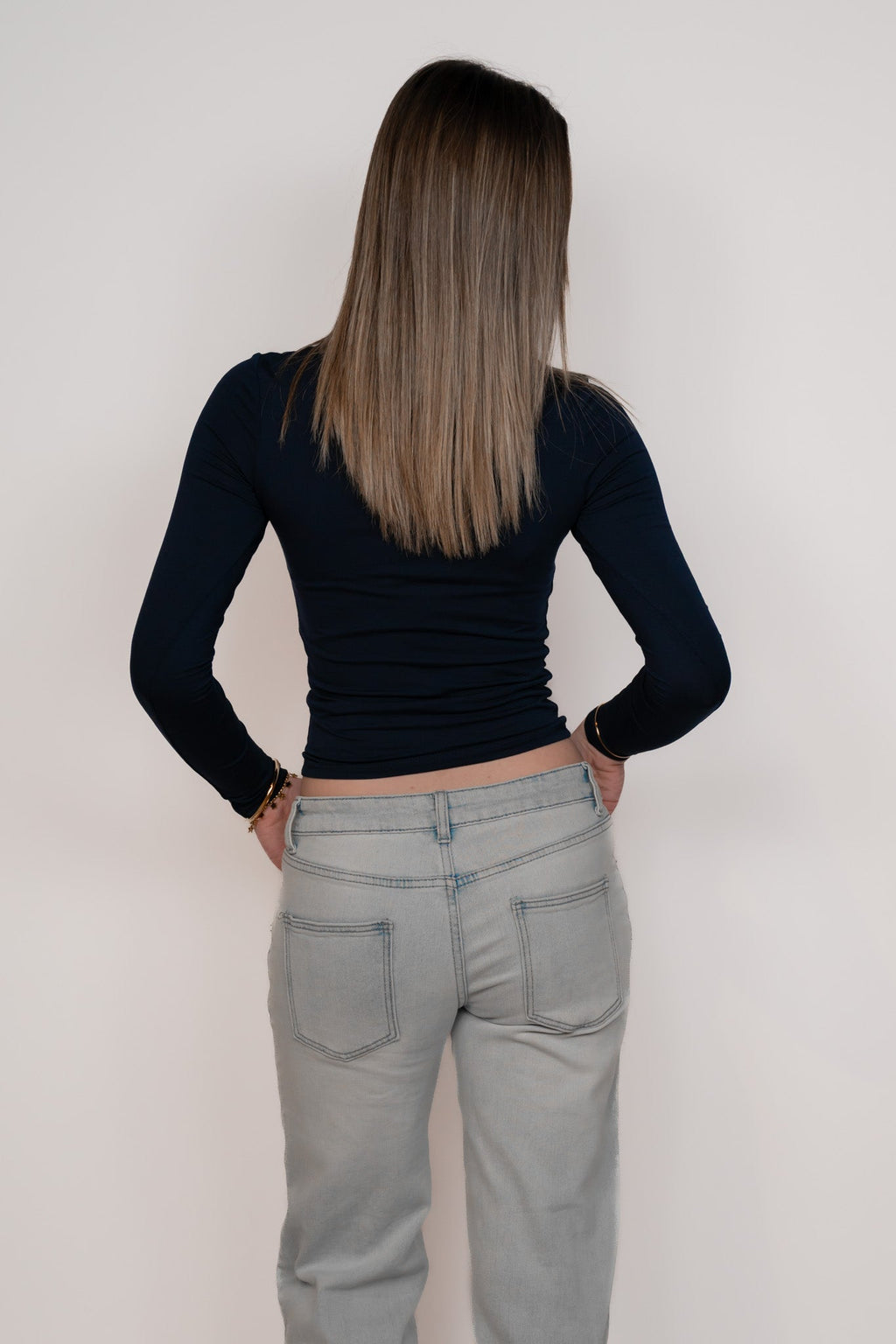 Basic langærmet top ★ navy