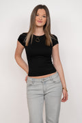 Basic kortærmet top ★ sort
