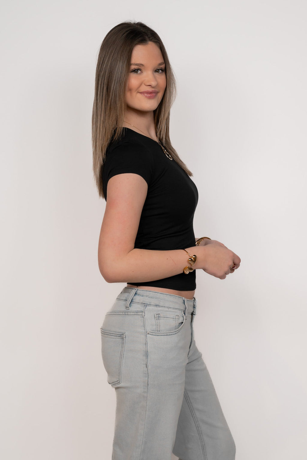 Basic kortærmet top ★ sort