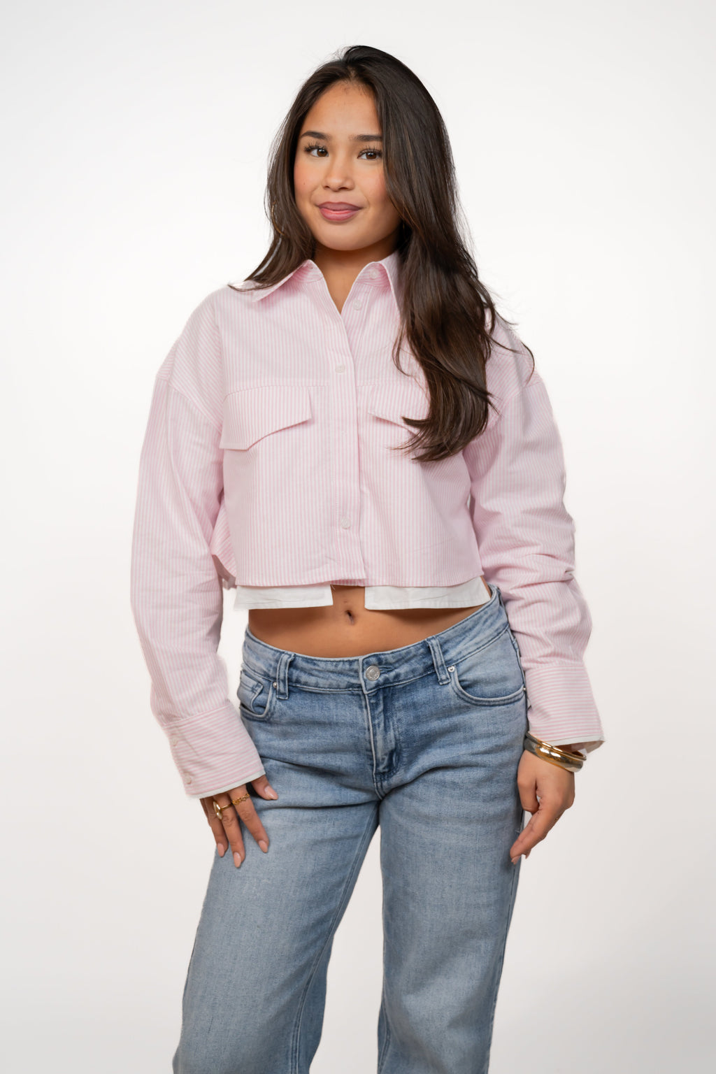 Lola bluse ★ stribet lyserød