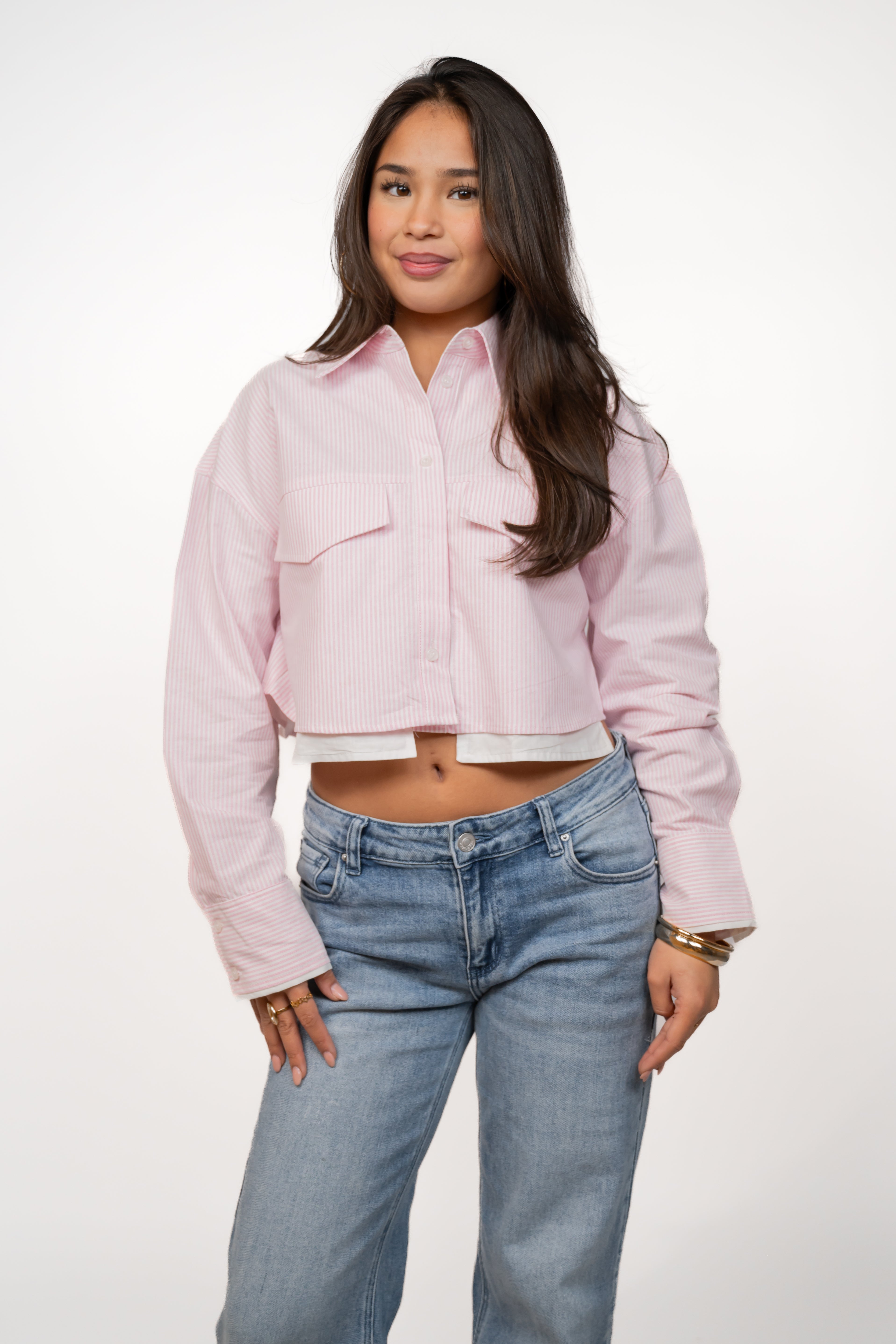 Lola bluse ★ stribet lyserød