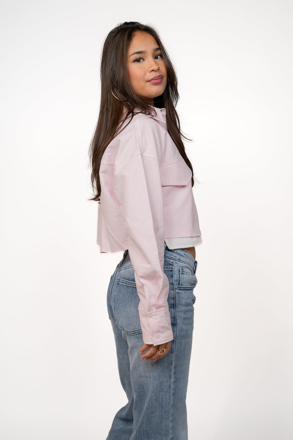 Lola bluse ★ stribet lyserød