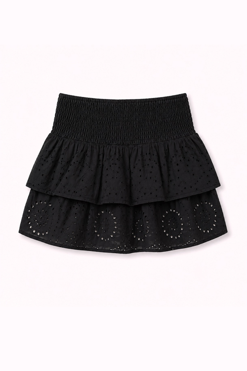 Broderie nederdel ★ sort