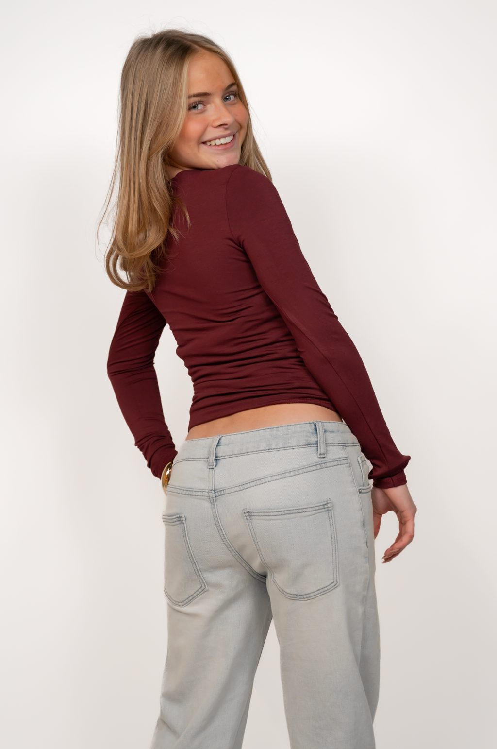 Basic langærmet top ★ bordeaux