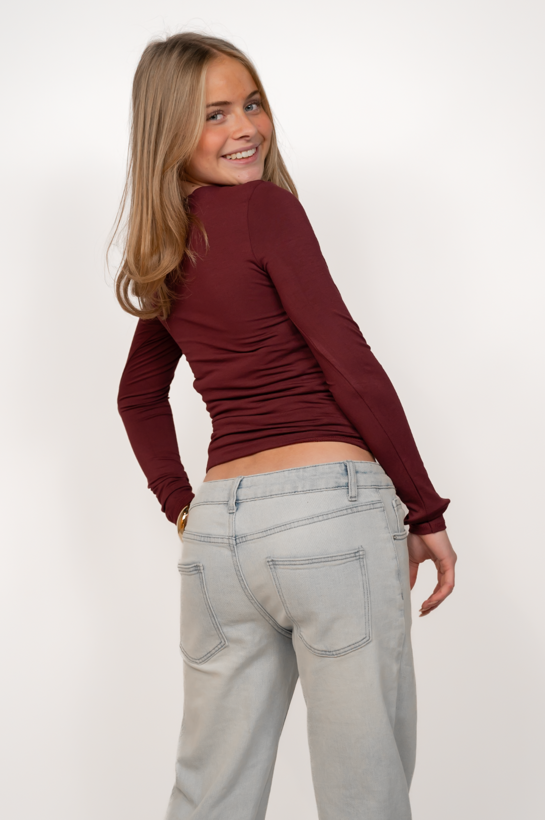 Basic langærmet top ★ bordeaux