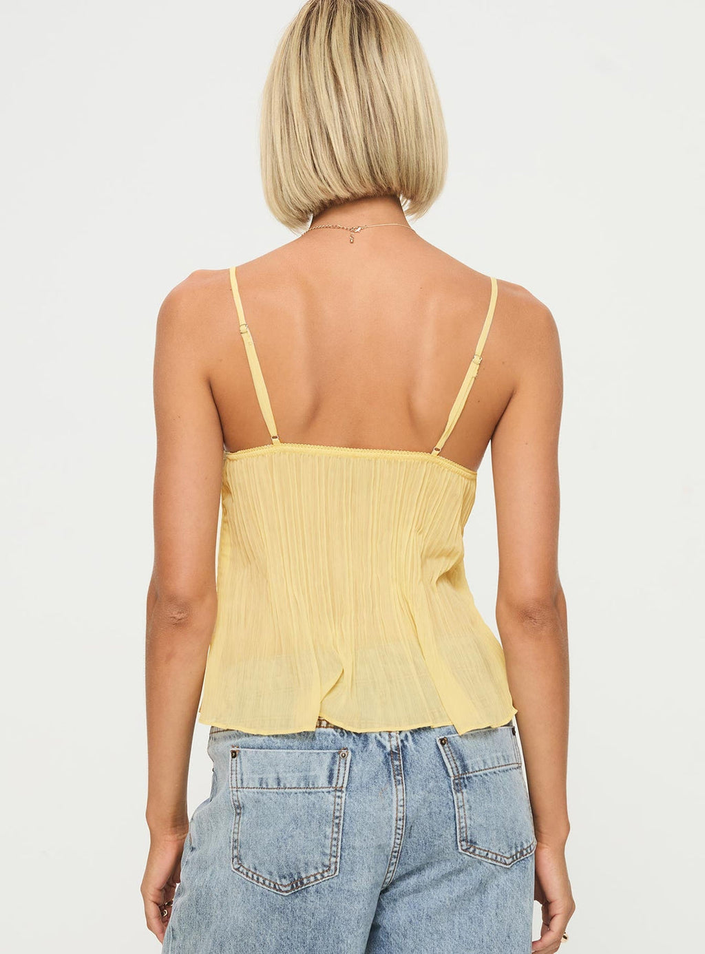 Necia Sweet Lemonade Top V-hals Kant Biologisch Katoen
