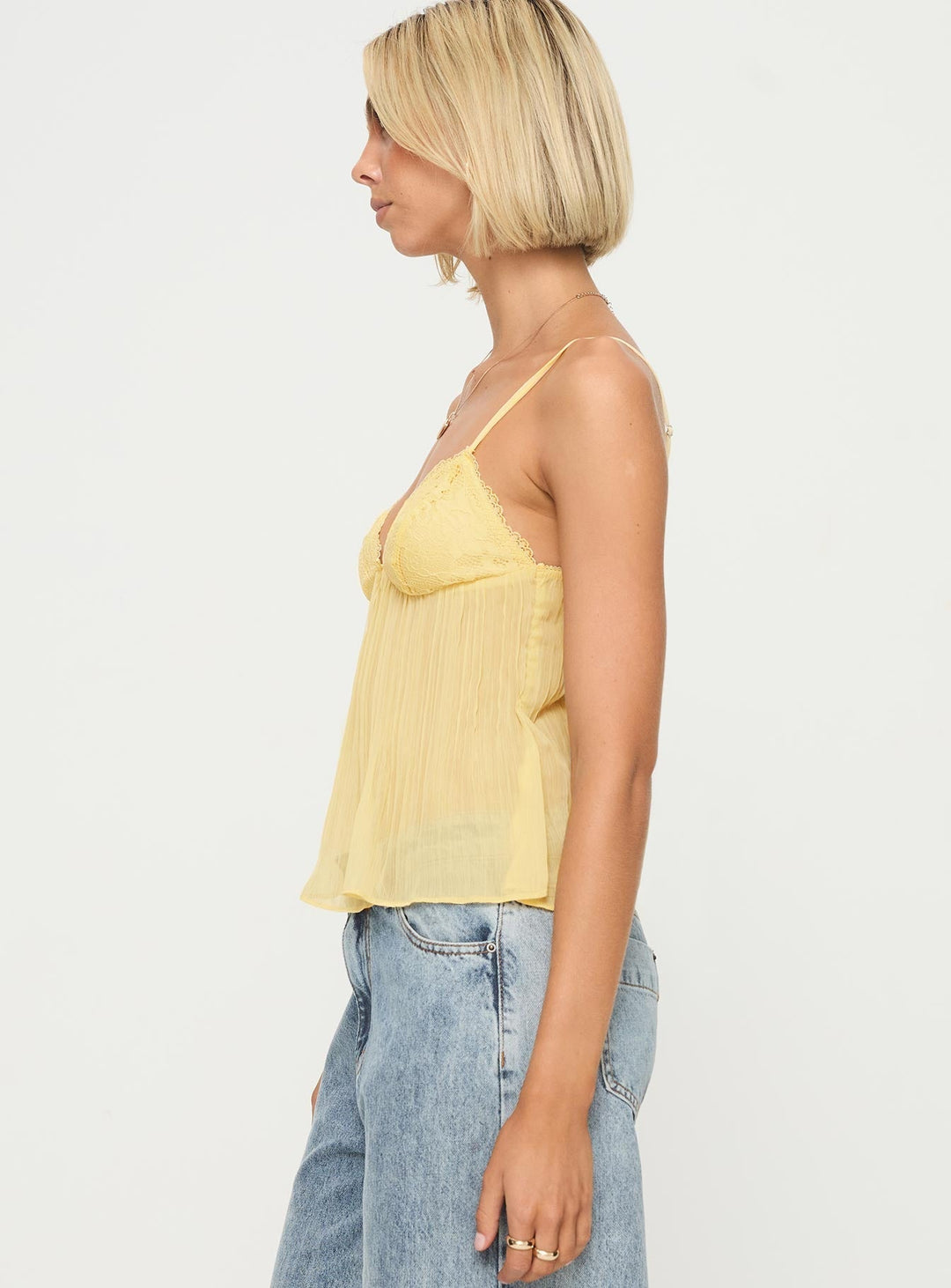 Necia Sweet Lemonade Top V-hals Kant Biologisch Katoen