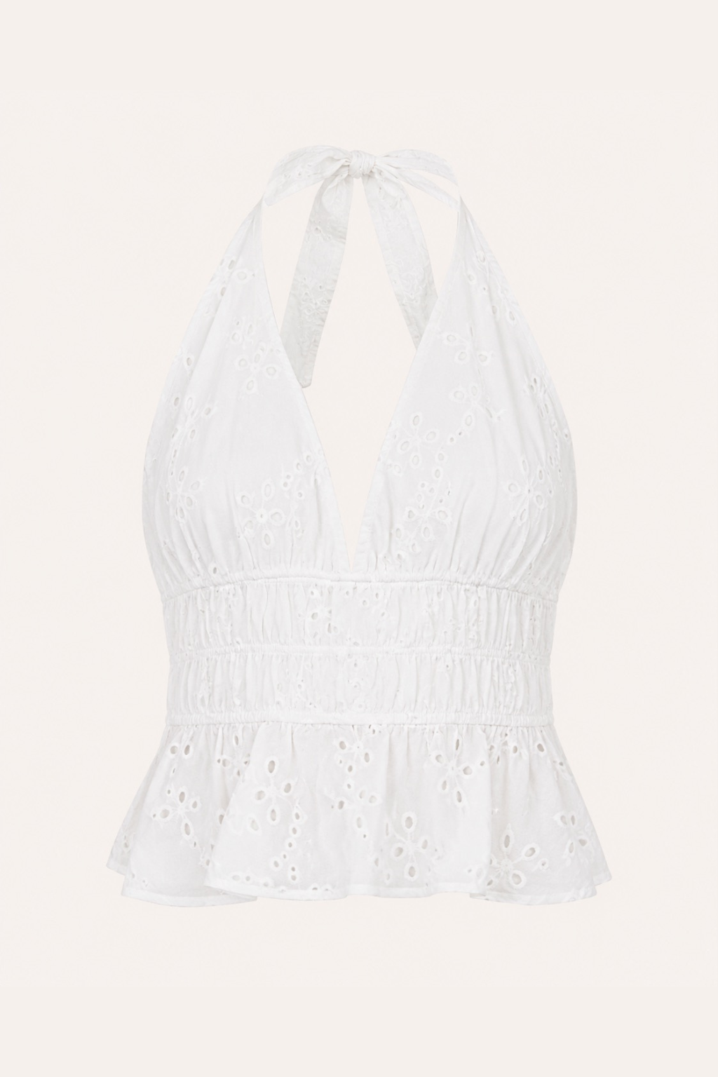 Broderi top ★ hvid